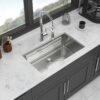 Undermount Kitchen Sink, Single Bowl With Ledge Workstation, 16 Gauge Stainless Steel - Brushed Nickel - Image 5