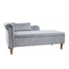 Chaise Lounge Indoor, Velvet Lounge Chair For Bedroom With Storage & Pillow, Modern Upholstered Rolled Arm Chase Lounge For Sleeping With Nailhead Trim For Living Room Bedroom Office - Gray - Image 20