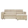Multi-Functional Pull-Out Sofa Bed L-Shape Sectional Sofa With Adjustable Headrest, Wireless Charging, Cup Holders And Hidden Storage For Living Room - Beige - Image 11