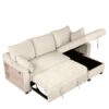 Pull Out Sleeper Sofa L-Shaped Couch Convertible Sofa Bed With Storage Chaise, Storage Racks And USB Ports - Beige - Image 17