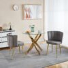 Modern Dining Chair (Set of 2) With Golden Iron Legs, Velvet Backrest, Comfortable For Dining And Living Room - Gray - Image 10
