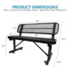 Outdoor Steel Bench With Backrest - Black - Image 3
