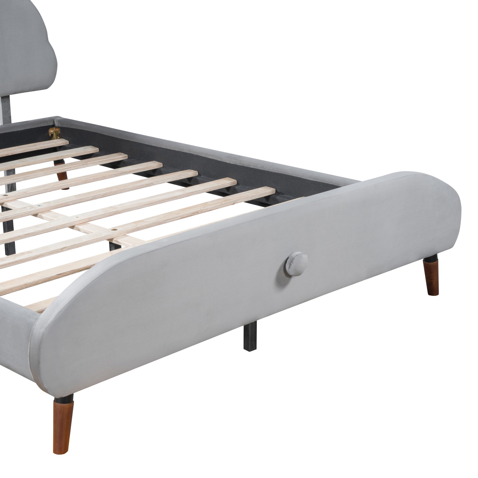 Full Size Upholstered Platform Bed With Sheep Shaped Headboard - Gray - Image 13