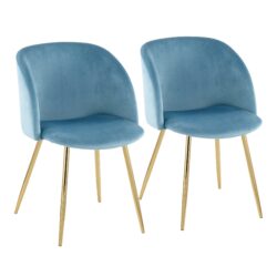 Fran - Contemporary Chair (Set of 2) - Gold / Light Blue