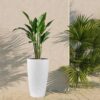 Faux Rattan Tall Planters Set With Water Level Monitor And Automatic Watering, Polypropylene - Black / Gray - Image 9