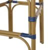 Outdoor Wicker And Aluminum French Barstools Set With Bamboo Print - Navy Blue - Image 13