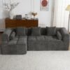 Sectional Sofa Full Compressed Sofa Modular Sofa Couch Free Combined Sofa With Deep Seating And 2 Side Pockets For Living Room - Gray - Image 11