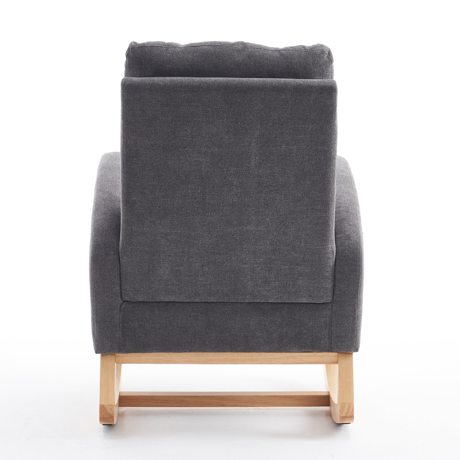 Accent Rocking Chair With Footrest High Back Rubber Wood Rocking Legs Bedroom Living Space - Gray - Image 10