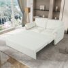 Modern Convertible Sleeper Sofa Bed With Pull Out Queen Design, Side Storage & Thick Cushions Chenille Loveseat For Living Room Or Bedroom 3 In 1 Function - Beige - Image 2