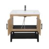 Modern Freestanding 32" Bathroom Vanity With Ceramic Sink, Hot And Cold Faucet, 2 Door Cabinet & Open Iron Shelf, Magnesium Oxide Frame - Natural - Image 12