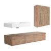 Modern Wall Mounted Bathroom Vanity With Resin Sink And 2 Side Cabinet, Imitative , Construction - Imitative Oak - Image 12