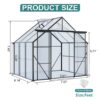 Double Door Polycarbonate Greenhouse Raised Base And Anchor Heavy Duty Walk In Greenhouses For Outdoor Backyard In All Season - Black - Image 3