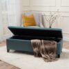 Storage Ottoman Bench With Polyester Upholstery And Wood Frame - Teal - Image 6