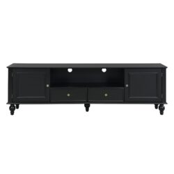 Modern TV Stand For TVs Up To 80", Entertainment Center With Open Compartment, TV Storage Cabinet With 2 Drawers, 2 Cabinets And 5 Solid Legs For Living Room - Black