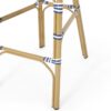 Outdoor Rattan French Barstool Set,, Bamboo, Seat Height - Teal Blue / White - Image 12