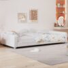 Twin Size Upholstered Daybed, Sherpa Fabric Sofabed With Cloud-Shaped Backrest, No Box - Spring Needed - White - Image 3