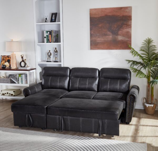 Luxurious Comfort Sectional Sofa Bed - Black