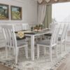 7 Piece Dining Table Set Retro Style With Extendable Table And 6 Upholstered Chairs - Antique Brown / White - Image 5