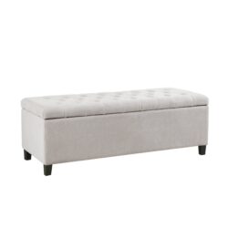 Elegant Design Tufted Top Soft Close Storage Bench Upholstered - Natural