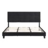 King Size Upholstered Platform Bed Frame With Linen Fabric Headboard, No Box Spring Needed, Wood Slat Support - Black - Image 7