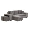 Modern L-Shape 3 Seat Reversible Sectional Couch, Pull Out Sleeper Sofa With Storage Chaise And 2 Stools For Living Room Furniture Set - Knox Charcoal - Image 14