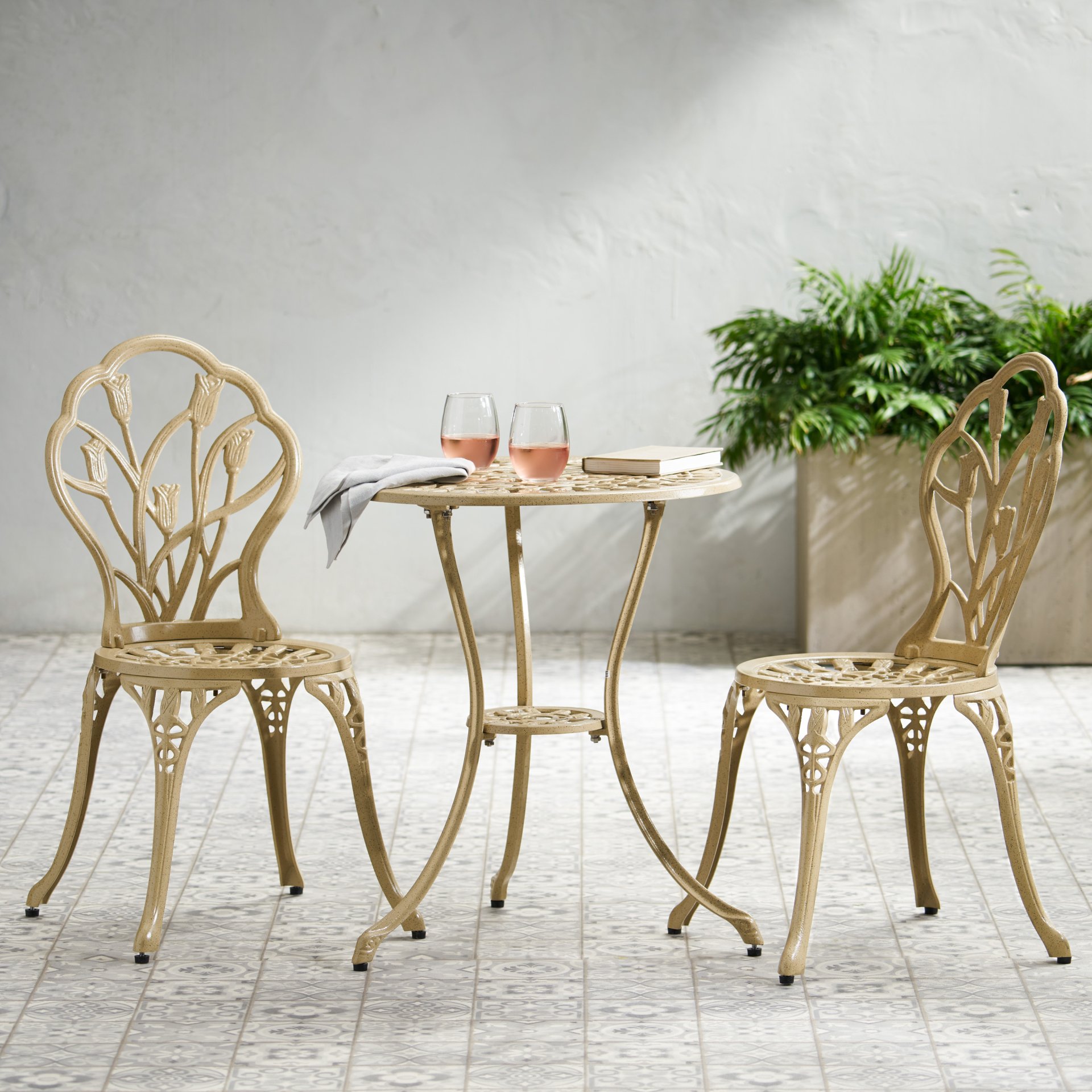 Nassau - Cast 3 Pieces Bistro Set - Sand - Image 4