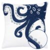 Octopus Patterned Pillow Cover With Matching Back - White - Image 5