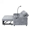 Modern Loveseat Pull Out Sofa Bed With Adjustable Backrest, Two Cup Holders, A Phone Holder, Three Charging Ports And Side Storage Pockets For Living Room - Gray - Image 23