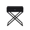 Koda - Wooden End Side Table Nightstand With Glass Top, Drawer And Metal Cross Base - Black - Image 2