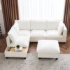 U - Shaped Sectional Sofa Modular Sofa Couch With A Movable Ottoman, A Coffee Table With Hidden Charging Devices For Living Room - White - Image 10