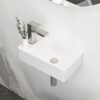 Rectangle Wall Mount Bathroom Sink, Single Faucet Hole - White - Image 2