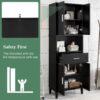 Freestanding Tall Bathroom Cabinet With Soft Close Doors And Adjustable Shelves - Black - Image 9