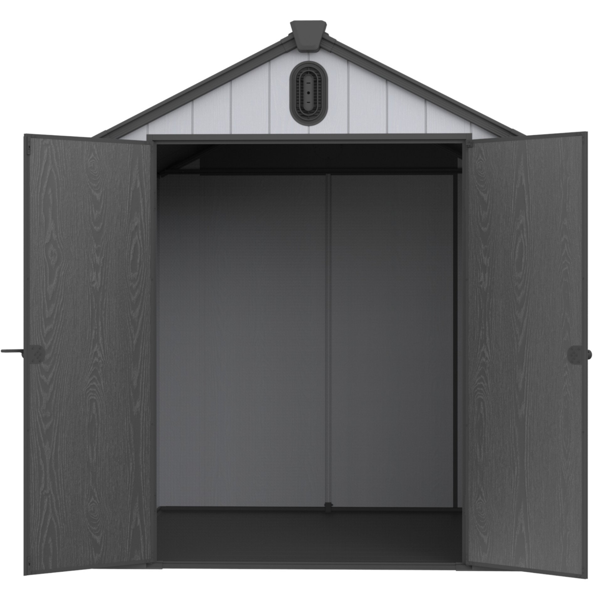 Modern Resin Plastic Storage Shed 6X8Ft For Backyard Garden Tool Storage - Black / Gray - Image 12