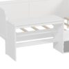 Twin Size Daybed With Storage Shelves And Lockers, Multi Functional Bed With Study Desk And Matching Stool - White - Image 8