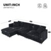 Modern Cloud Sectional Sofa L Shaped Luxury Couch Set With 2 Free Pillows 4 Seat With Oversized Chaise - Black - Image 16