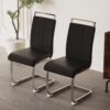 Dining Chairs Set, Kitchen Modern Metal Chairs With Padded Seat High Back And Sturdy Chrome Legs, Chairs For Dining Room (Set of 4) - Black - Image 9