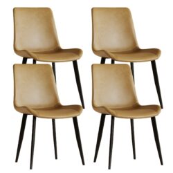 Dining Chair With Floral Seats And Carbon Steel Legs (Set of 4) - Brown
