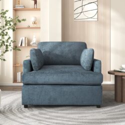 Oversized Accent Chair Comfortable Armrest Cushions, Versatile Neutral Style, Elegant Design, Durable Frame - Blue