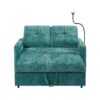 Modern Loveseat Pull Out Sofa Bed With Adjustable Backrest, Two Cup Holders, A Phone Holder, Three Charging Ports And Side Storage Pockets For Living Room - Teal - Image 15