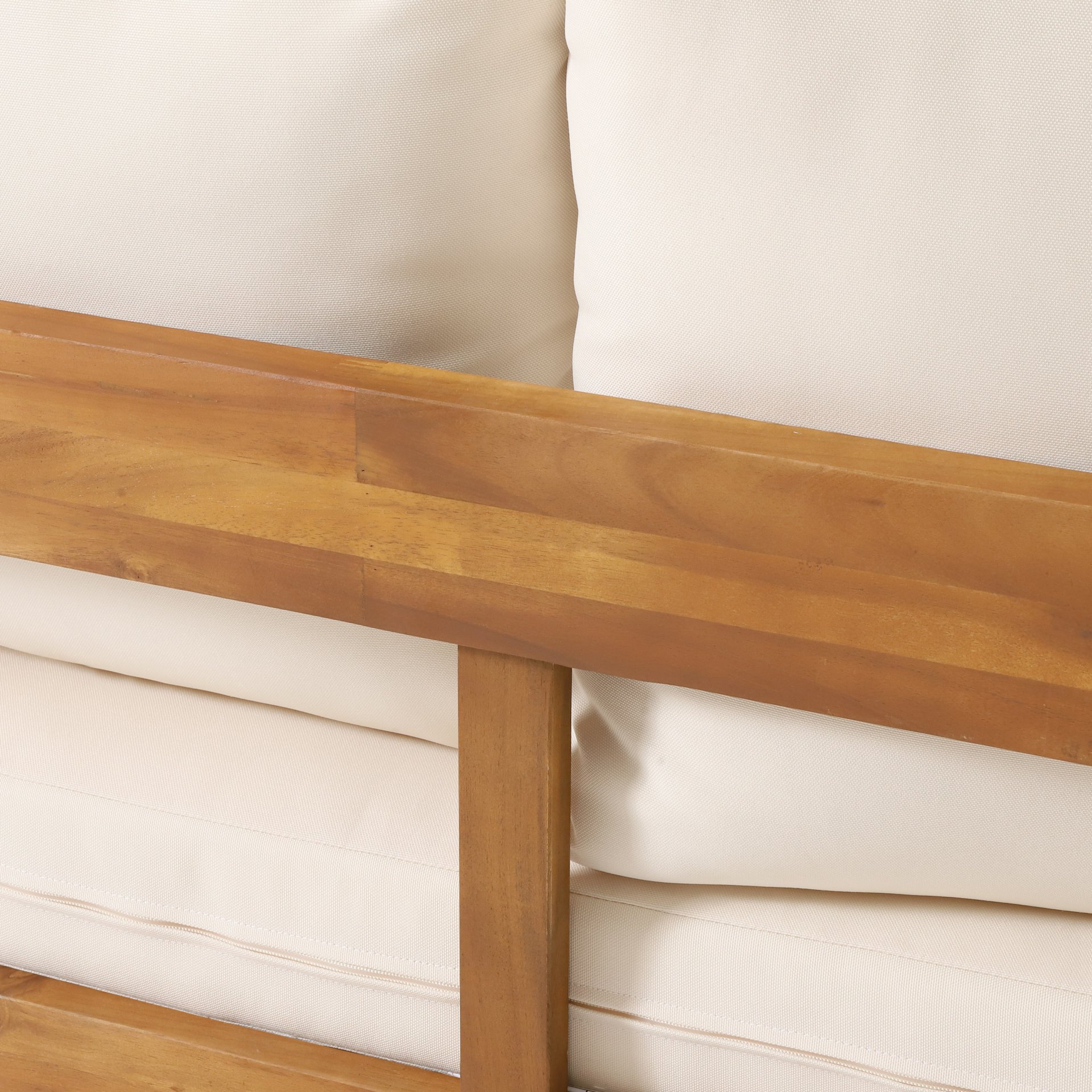 Brooklyn - Sofa Set Rounded Tuxedo Design - Teak / Beige - Image 8