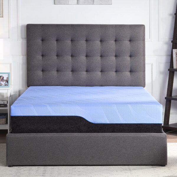 Refresh - 12" California King Size Hybrid Cooling Fast Responding Latex Foam And Coil Mattress - Blue