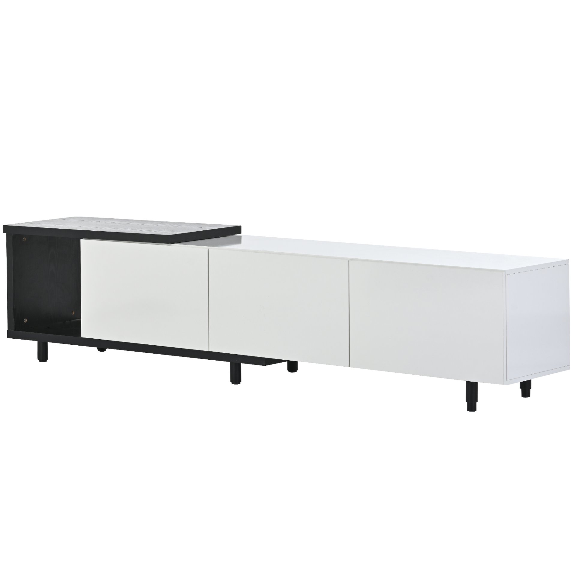 Modern Stylish Extendabletv Stand TV Cabinet For 80" TV - Black / White - Image 4