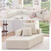 Special Shaped Frame For Oversized Modular U Shaped Sectional Floor Couch, Convertible Compressed Couch Spacious Foam Filled Sofa - Beige - Image 3