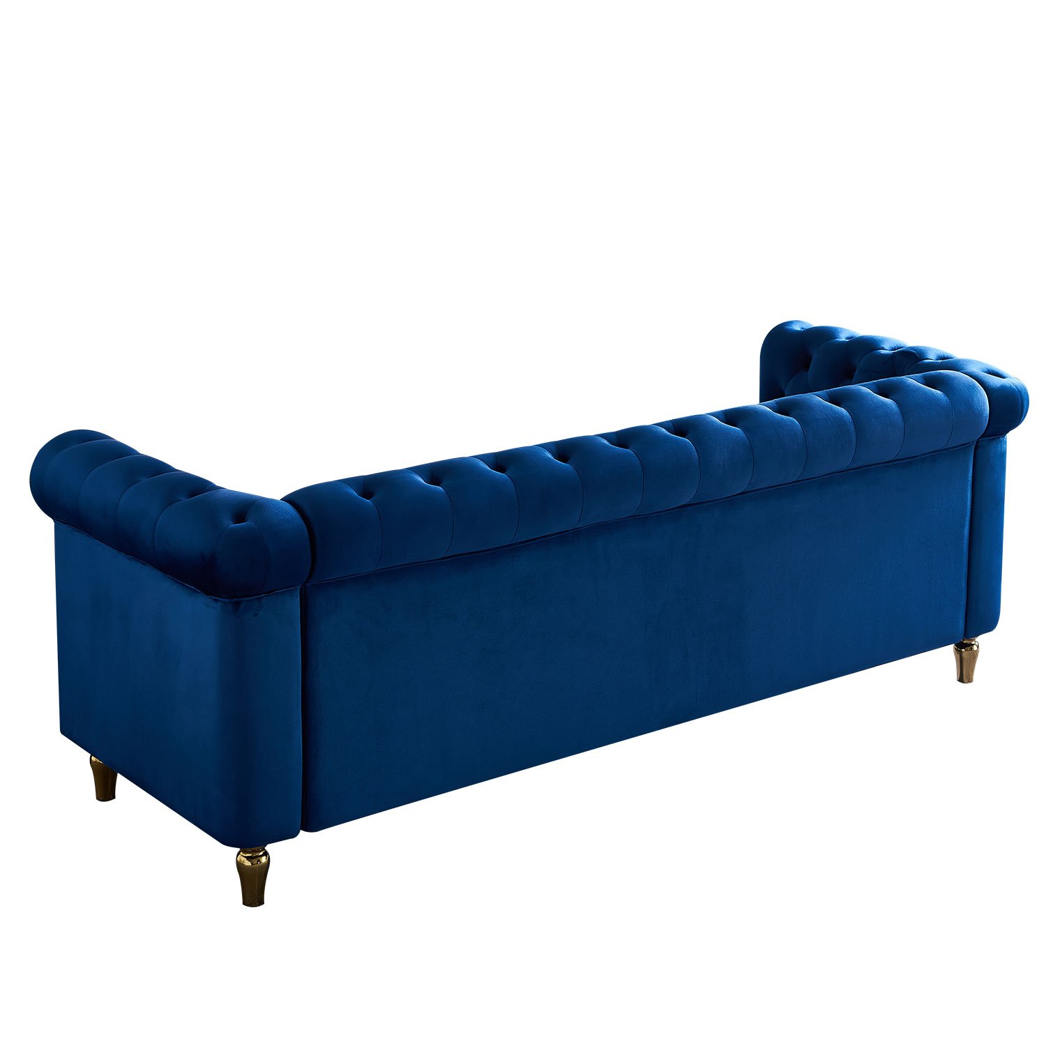 Chesterfield - Velvet Sofa 84.65" For Living Room - Blue - Image 4