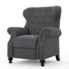 Accented Push Back Recliner Chair With Rolled Arms - Charcoal - Image 4