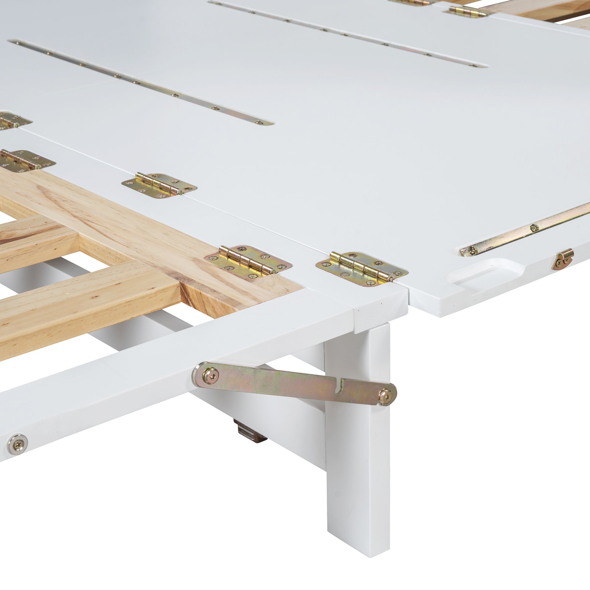 Queen Size Murphy Bed With Iron Legs, Modern Design - White - Image 16