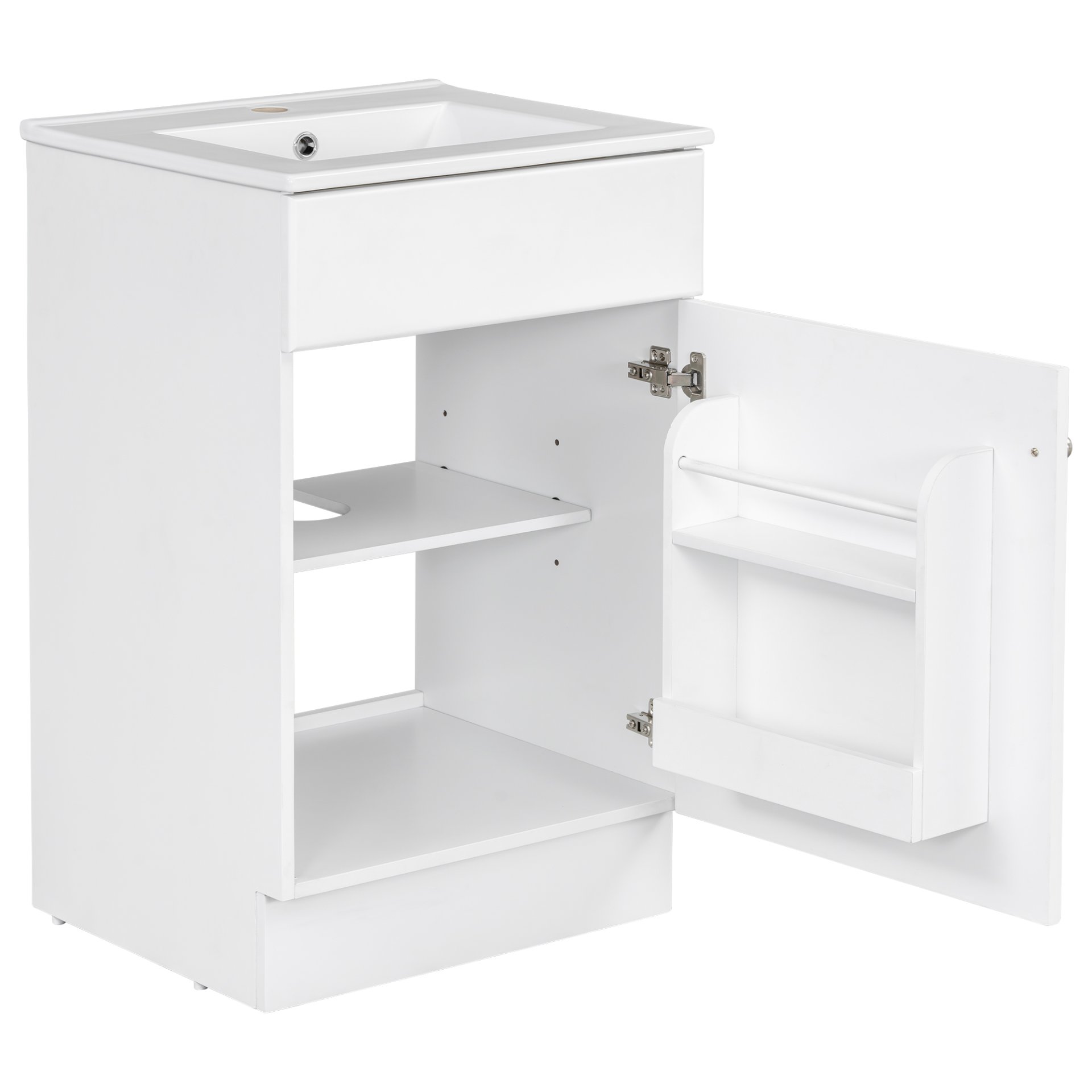 20" Bathroom Vanity With Sink, Freestanding Cabinet With Door Shelf And Adjustable Shelf, And Ceramic Construction - White - Image 12