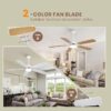 Indoor Modern 52" Ceiling Fan With Dimmable 6 Speed Wind 5 Blades Remote Control Reversible Dc Motor With LED Light - White - Image 3