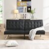 Contemporary Wood Frame Sofa Bed With Stainless Legs - Black - Image 4