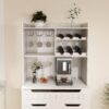 Modern Farmhouse Buffet Cabinet With Hutch Kitchen Storage Sideboard With Drawers & Barn Doors - White - Image 8